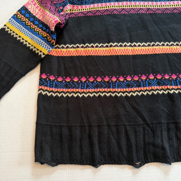 Easel Black Cozy Grandma Core Chic  Multicolor Patterned Sweater Size 1X - Picture 6 of 16